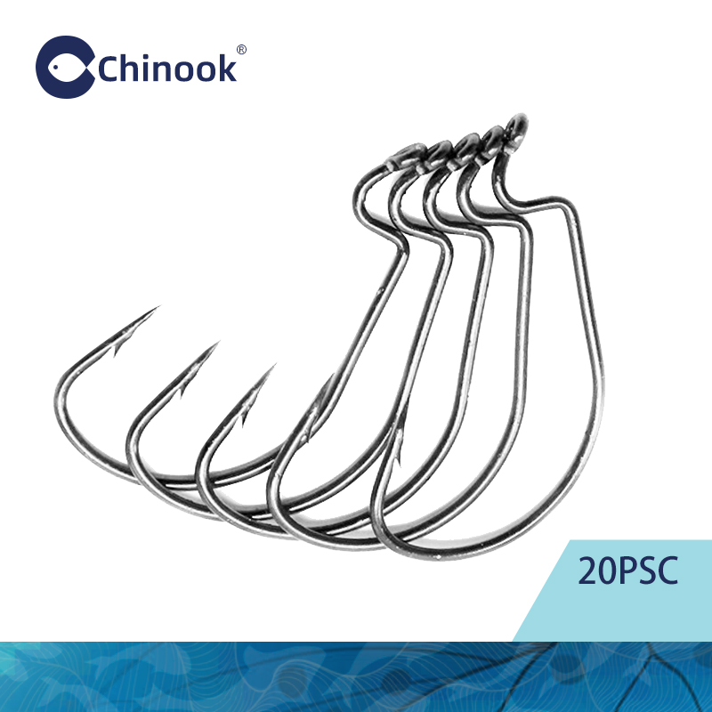 Fishing Hook Barbless - Chinook 20pcs Wide worm Texan hook