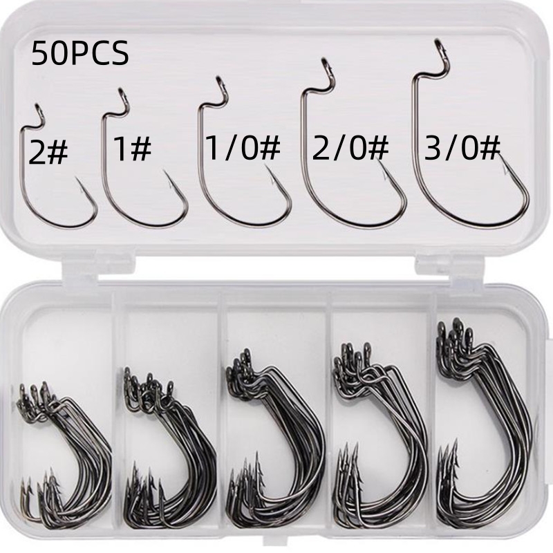 Fishing Hook Box - 50Pcs/Kotak Kail Pancing Baja Karbon Tinggi