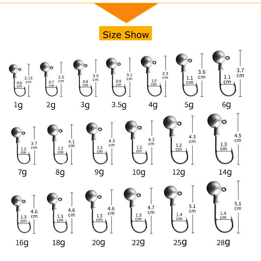 MrLurion 50pcs 1g-28g jig head - Fishing Hook Weedless ulasan dan harga