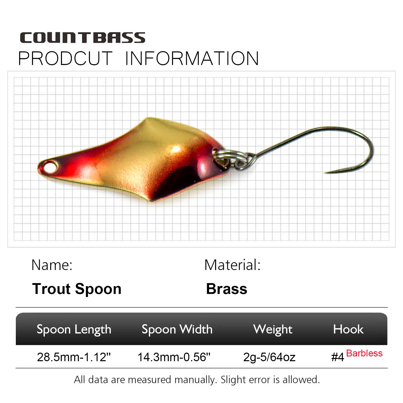 COUNTBASS 5/64Oz 2G Sendok Cas - Fishing Hook Barbless ulasan dan harga
