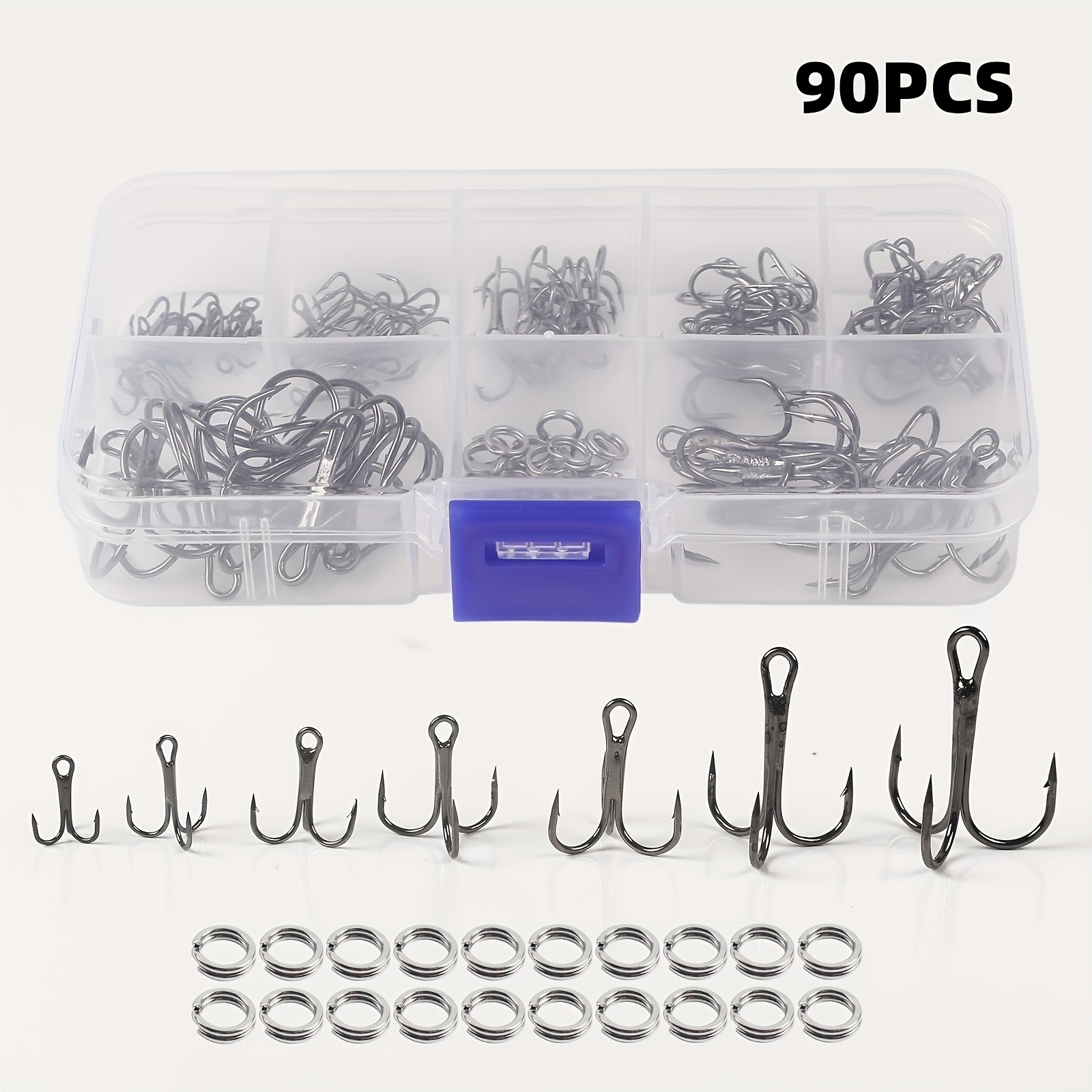 90pcs/set Kit kail tiga mata d - Fishing Hook Assortment ulasan dan harga